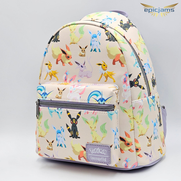 Loungefly Pokemon Eevee Eeveelutions All Over Print Mini Backpack Bag New - Picture 3 of 5